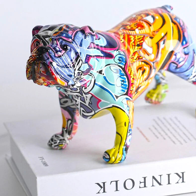 ArtZ®  English Bulldog Graffiti Painted Statue